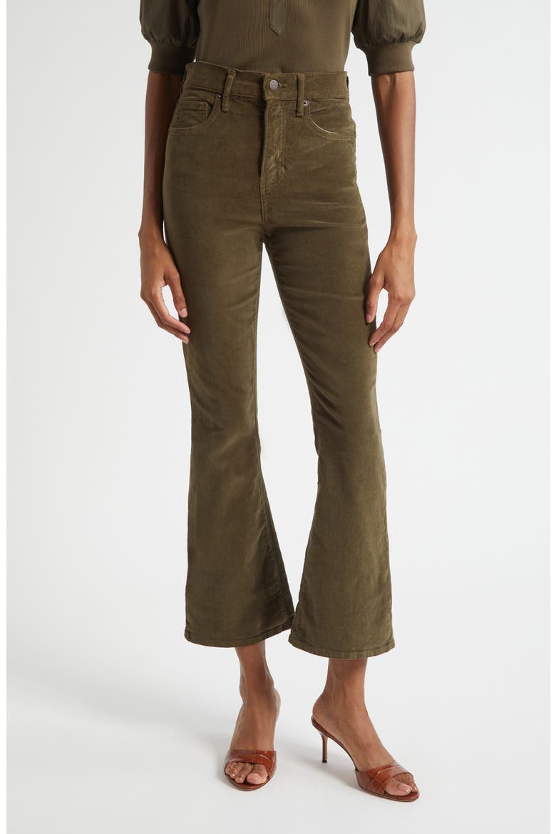 Carson High Waist Ankle Flare Leg Corduroy Pants, Main, color, CYPRESS