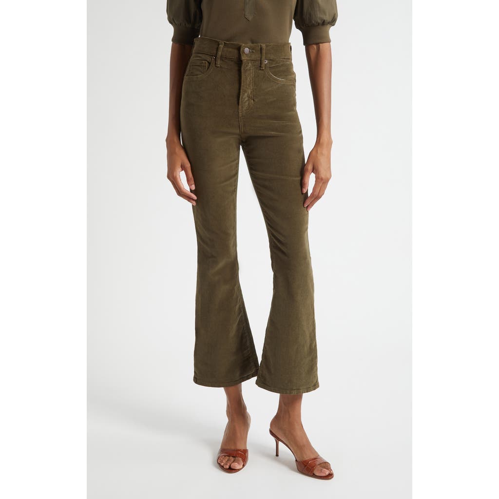 Veronica Beard Carson High Waist Ankle Flare Leg Corduroy Pants In Green