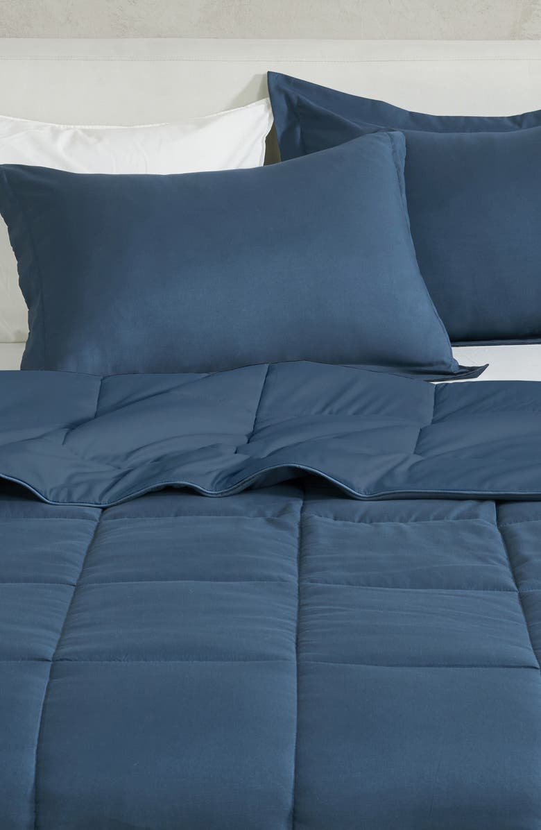 Woven & Weft Solid Comforter Set, Alternate, color, Navy Solid
