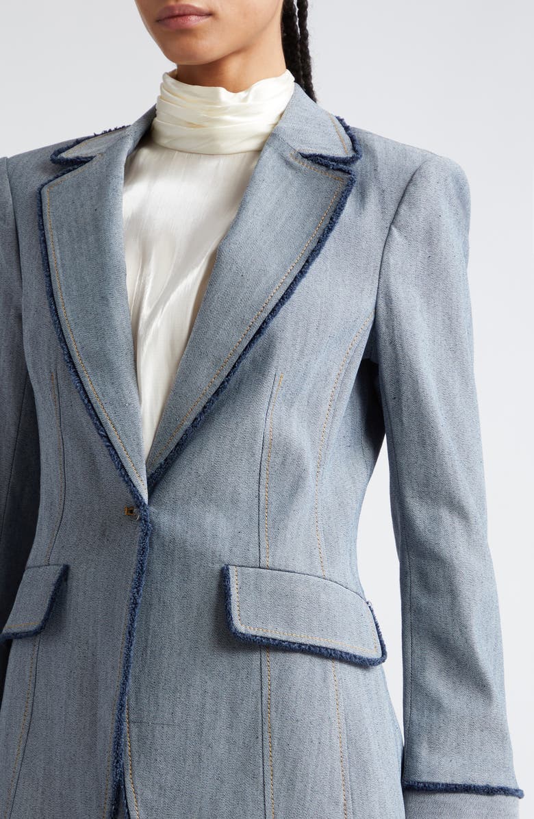 Cinq à Sept Sallie Fringe Detail Cotton Blend Denim Jacket, Alternate, color, 