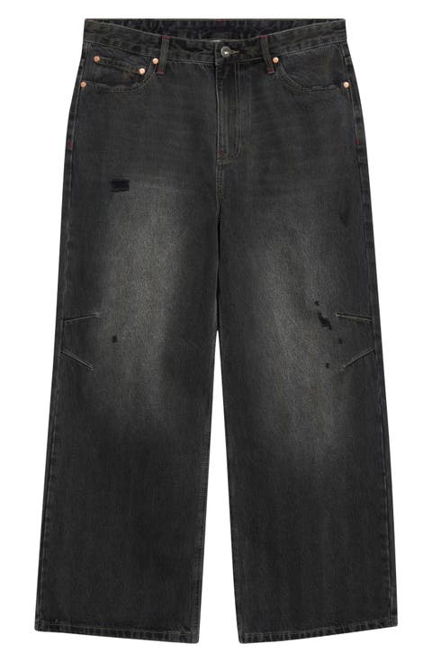 Tapered Knee Denim Pants