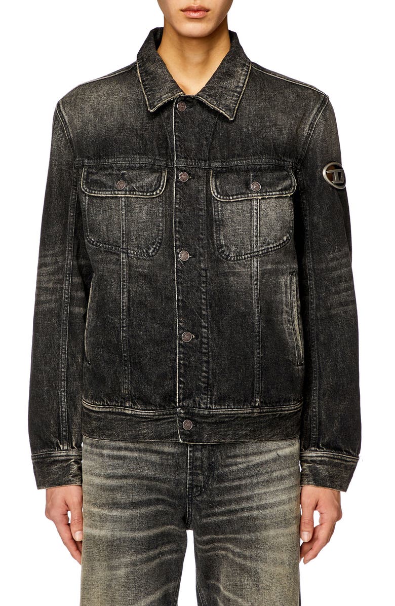 DIESEL<sup>®</sup> Barcy Denim Jacket, Main, color, Black