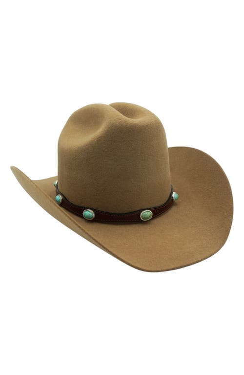 Modern Monarchie Western Hat With Turqouise Band In Camel