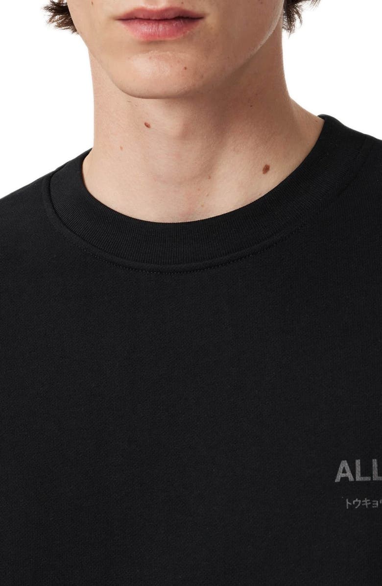 AllSaints Underground Logo Organic Cotton Graphic Sweatshirt, Alternate, color, Jet Black/ Dark Leopard
