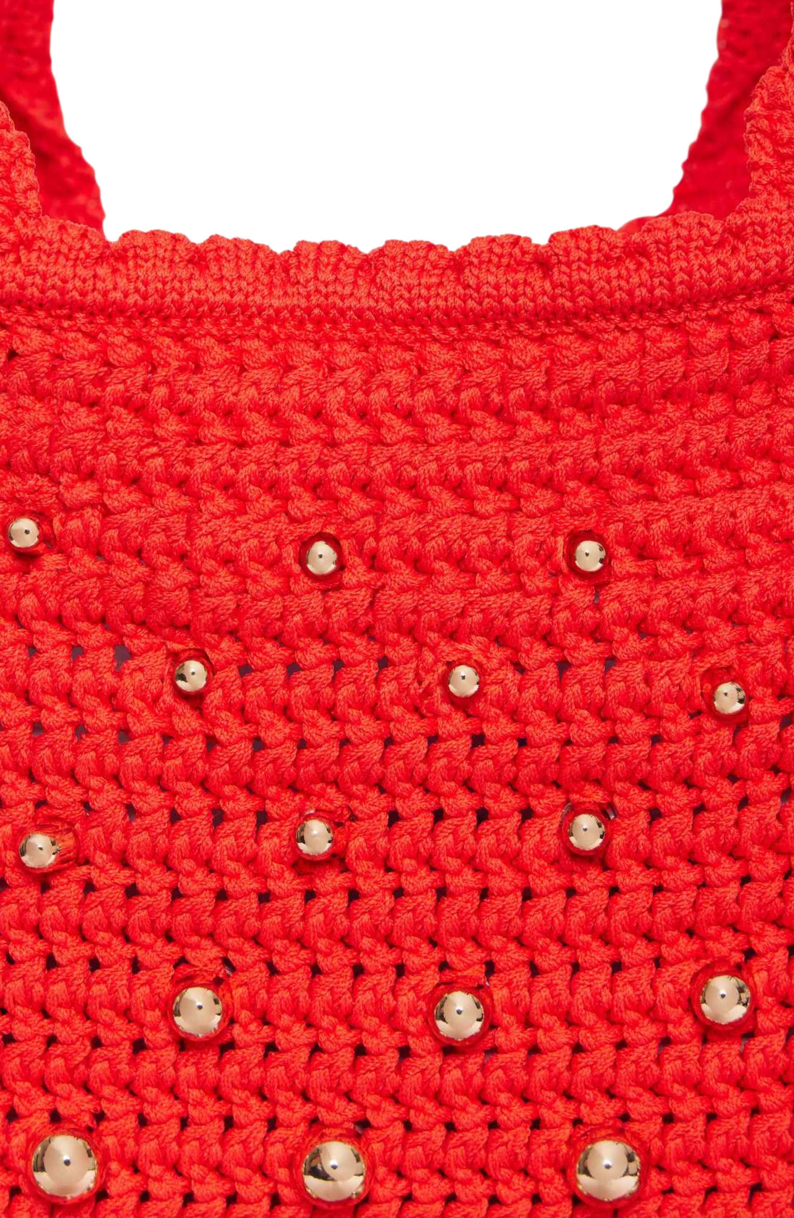 SANDRO Studded crochet bag, Alternate, color, Red