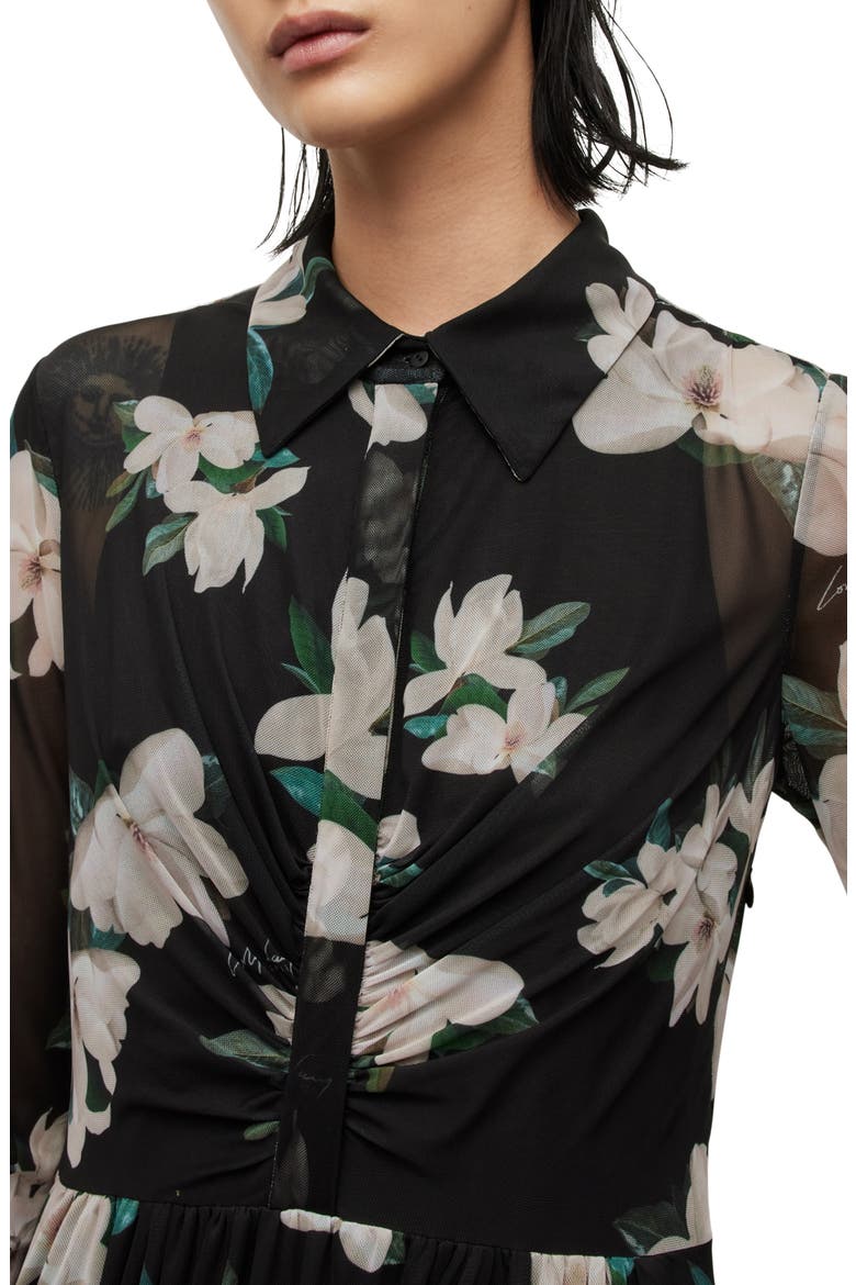 Kelda Alessandra Long Sleeve Mesh Shirtdress, Alternate, color, BLACK