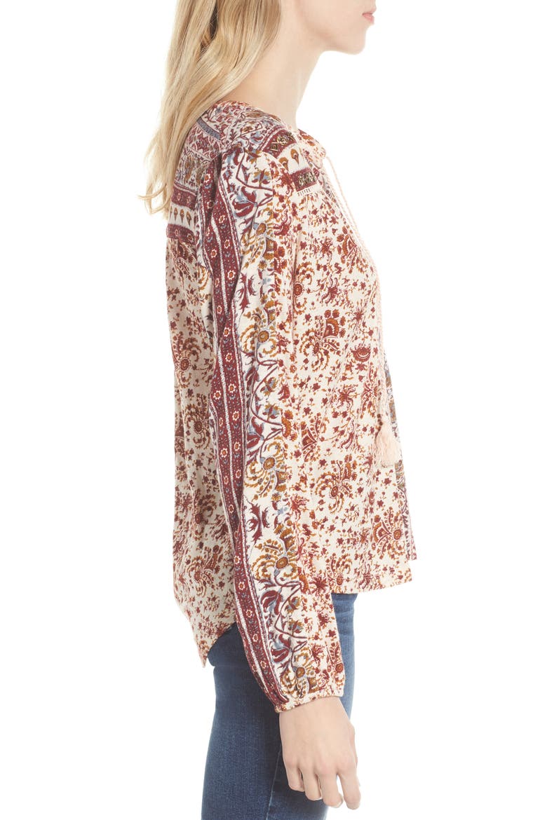 Beaded Mixed Print Top, Alternate, color, NATURAL MULTI