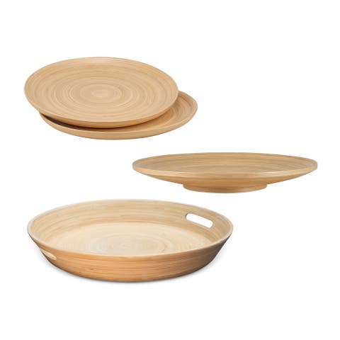 4 Piece Serving Tray & Plate Set
