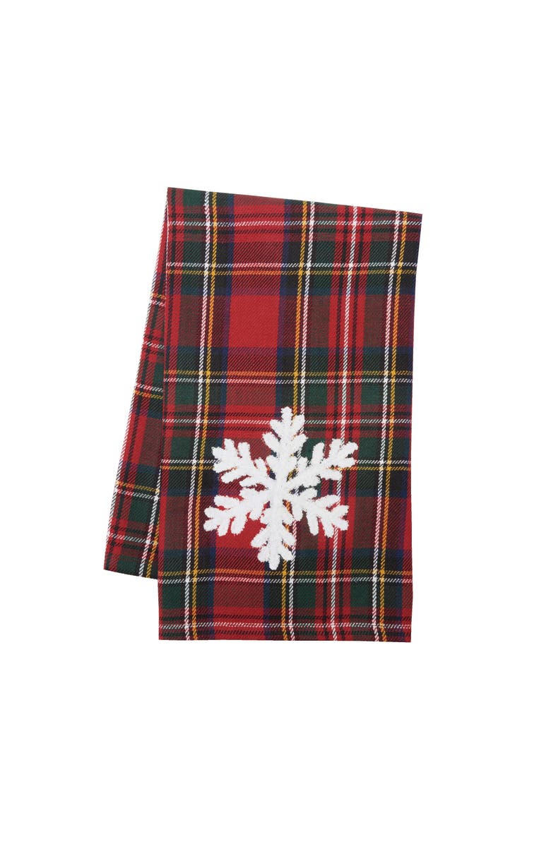 C&F Home Red Tartan Snowflake Towel, Main, color, Red