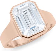 HauteCarat Emerald Cut Cigar Lab Created Diamond Ring