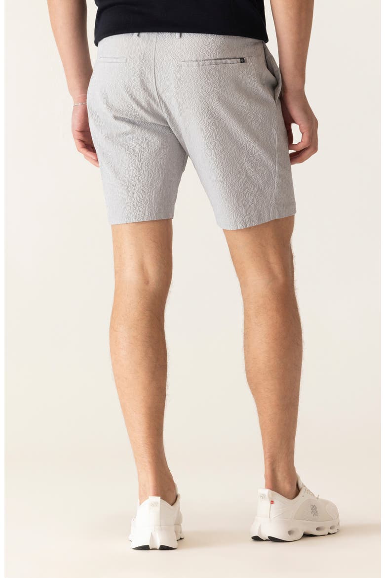 Galaxy Bermuda Flat Front Cotton 8.5-Inch Seersucker Shorts, Alternate, color, INDIGO