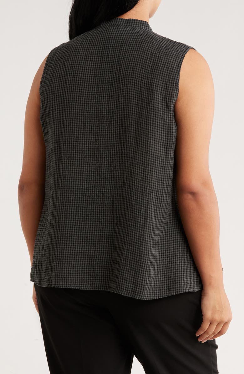 Eileen Fisher Collared Sleeveless Button-Up Shirt, Alternate, color, Black