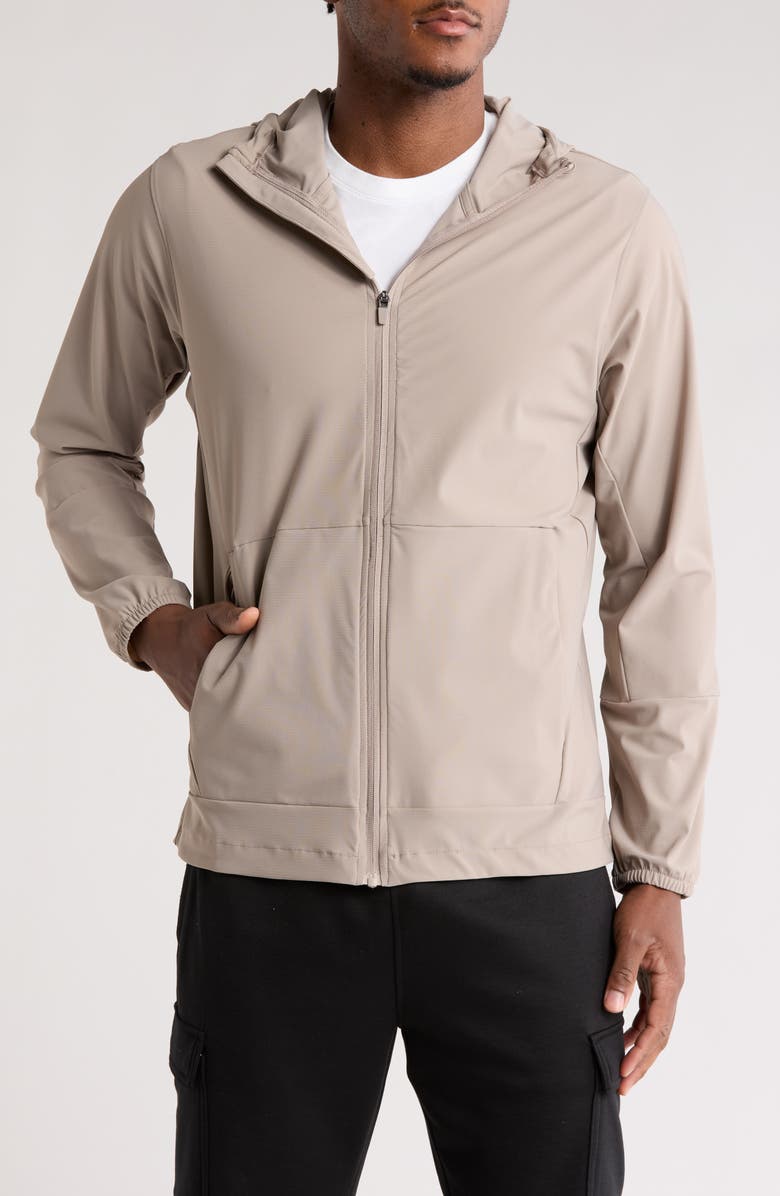 90 DEGREE BY REFLEX Waffle Tex Griffin Zip Hoodie, Main, color, Satellite