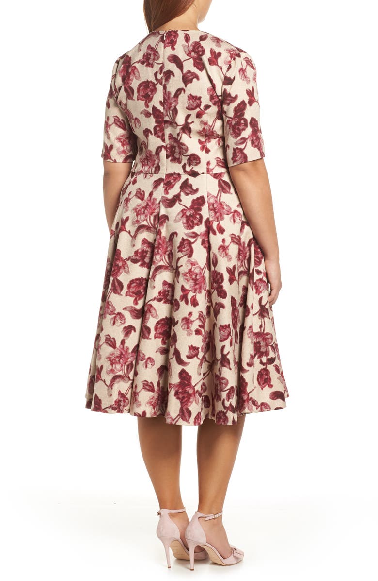 Gal Meets Glam Collection Edith Floral Print A-Line Dress, Alternate, color,