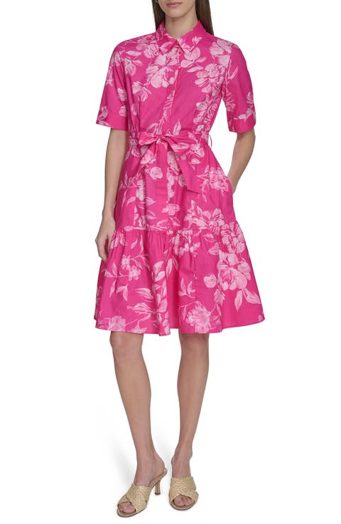 Floral Short Sleeve Cotton Shirtdress