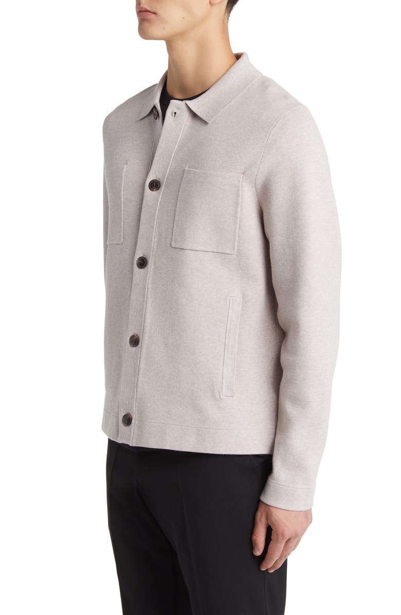 Reiss Forester Knit Button-Up Shirt Jacket, Alternate, color, Oatmeal Melange