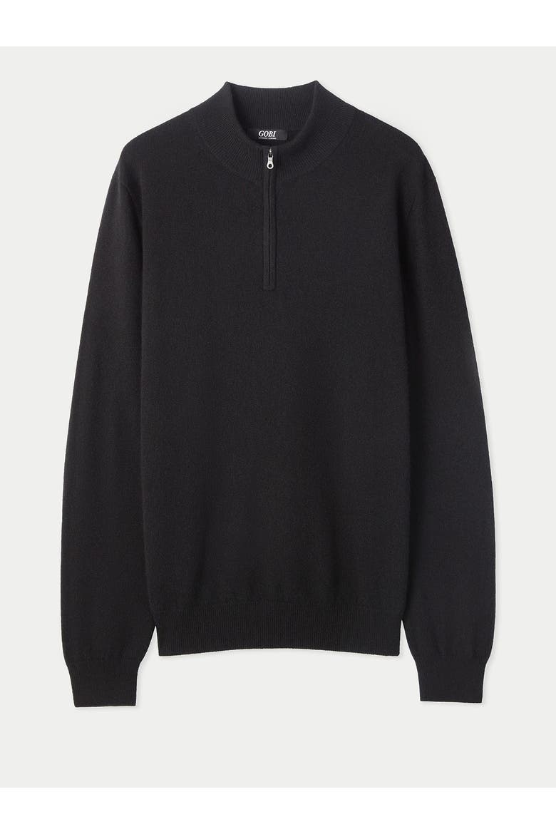 Timeless Half-Zip Cashmere Sweater, Main, color, black