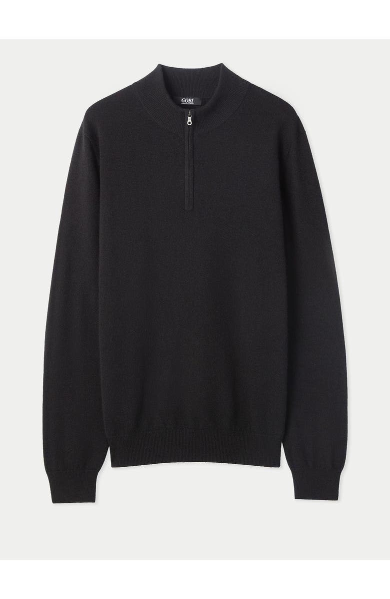 Gobi Cashmere Timeless Half-Zip Cashmere Sweater, Main, color, Black