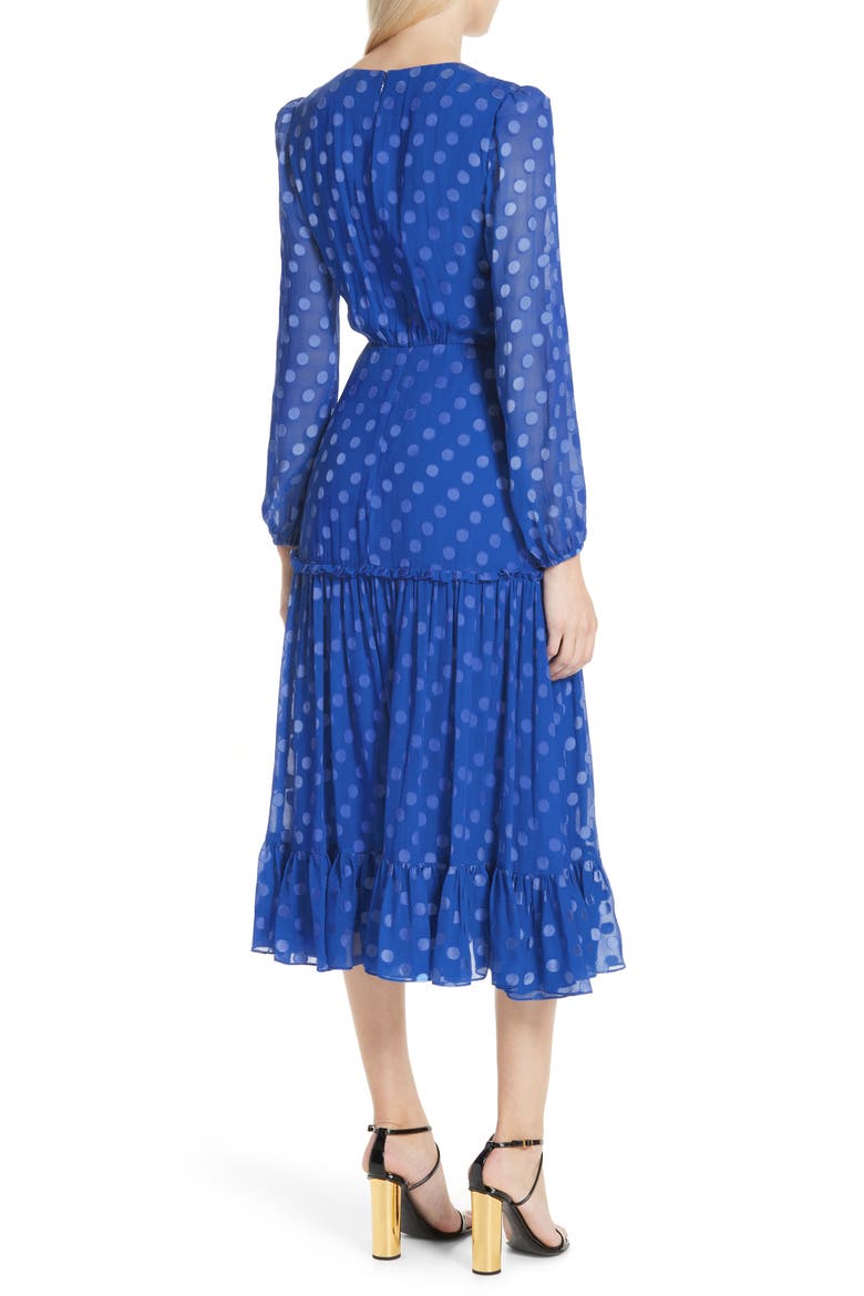 Polka Dot Ruffle Dress, Alternate, color, COBALT BLUE