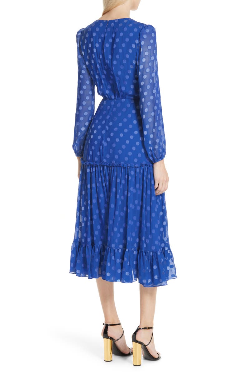 SALONI Polka Dot Ruffle Dress, Alternate, color,