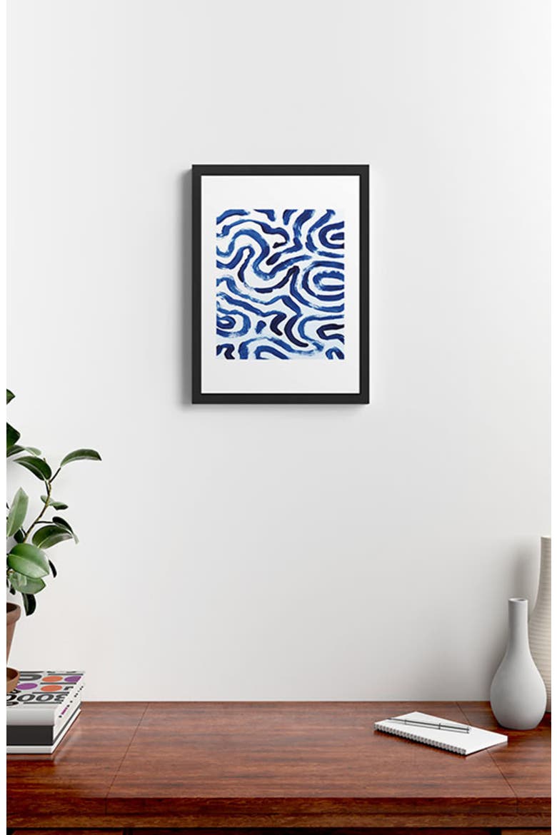 Blue Minimal Framed Art Print, Alternate, color, BLUE/ WHITE