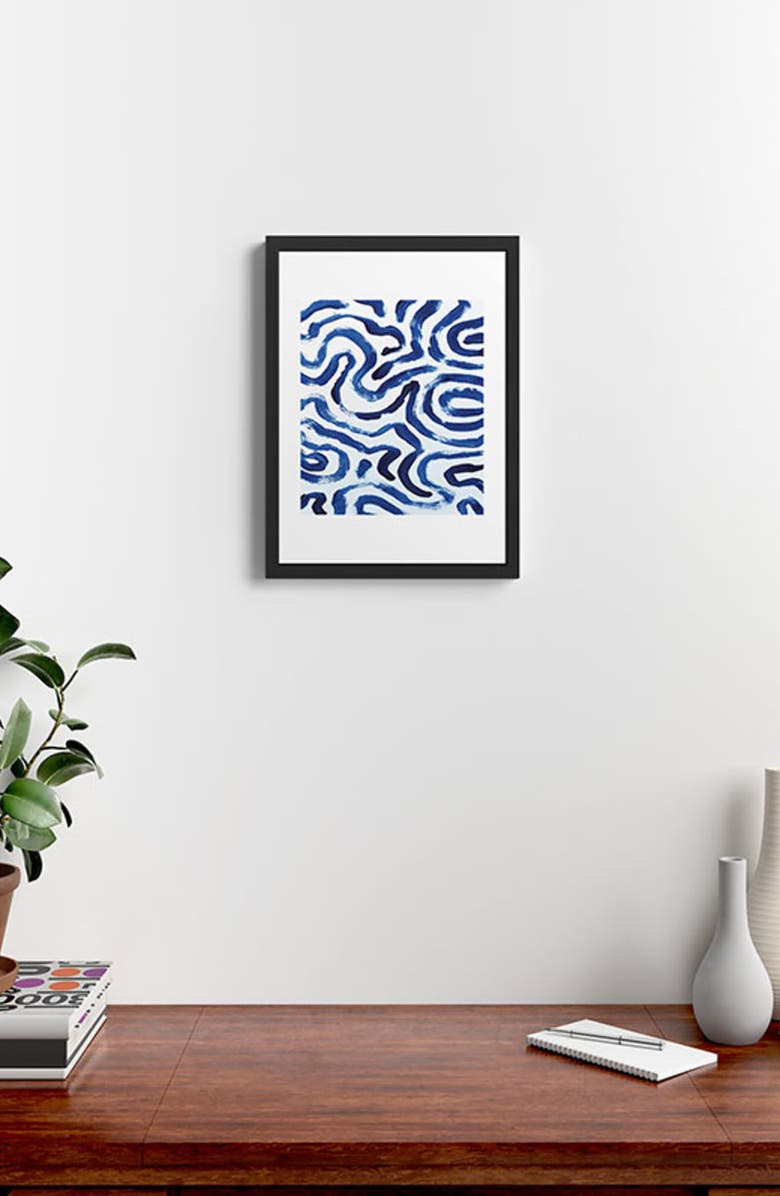 Deny Designs Blue Minimal Framed Art Print, Alternate, color, Blue/ White