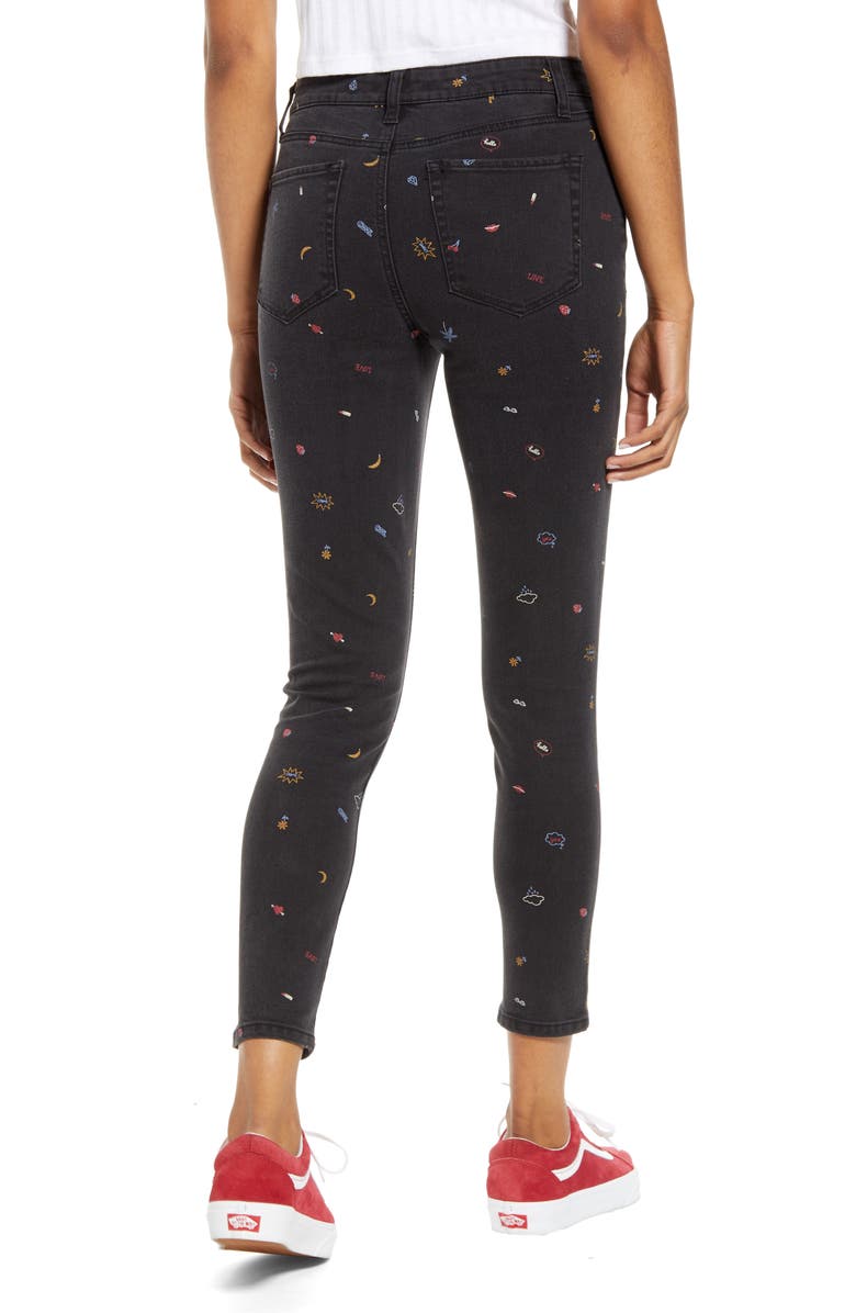 Tinsel Print Skinny Jeans, Alternate, color,