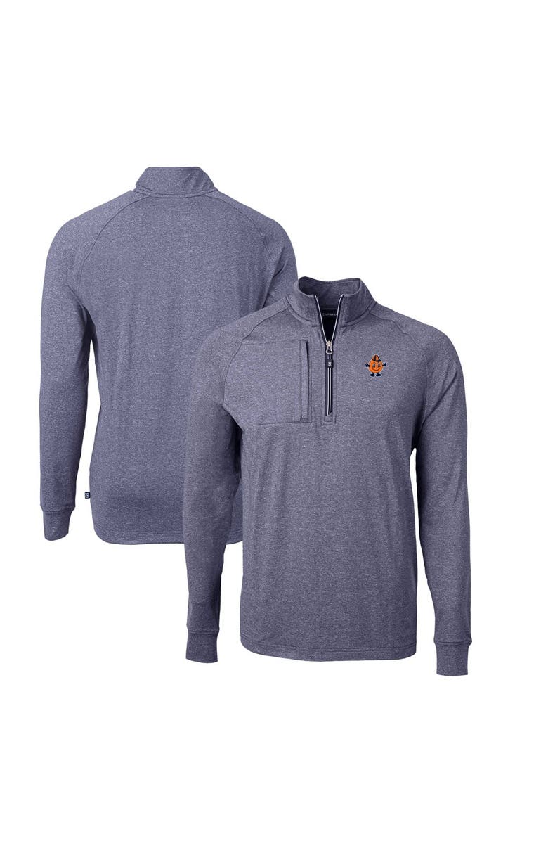 Cutter & Buck Men's Cutter & Buck Heather Navy Syracuse Orange Big & Tall Adapt Eco Knit Heather Quarter-Zip Top, Main, color, 