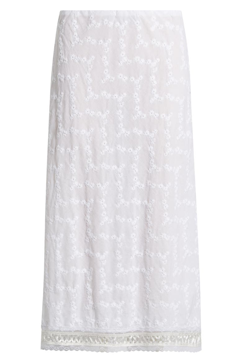 Lace Trim Cotton Eyelet Midi Skirt, Alternate, color, IVORY WITH EYELET PATTERN