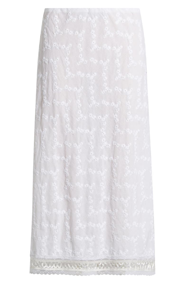 Bella Venice Lace Trim Cotton Eyelet Midi Skirt, Alternate, color, Ivory With Eyelet Pattern