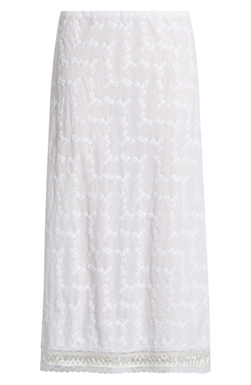 Bella Venice Lace Trim Cotton Eyelet Midi Skirt