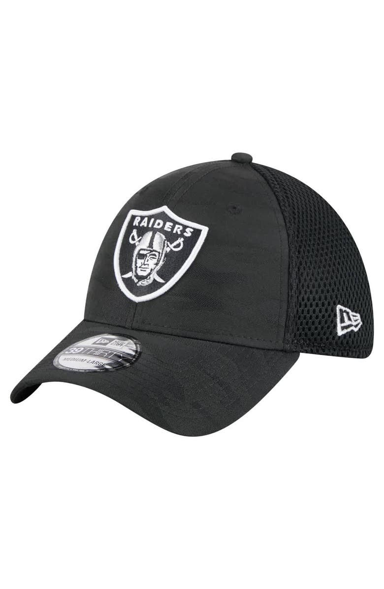 New Era Men's New Era Black Las Vegas Raiders Active Camo 39THIRTY Flex Hat, Main, color, 