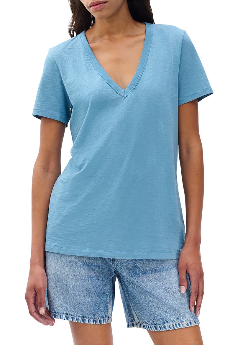 The Slub V-Neck T-Shirt, Main, color, FOG BLUE