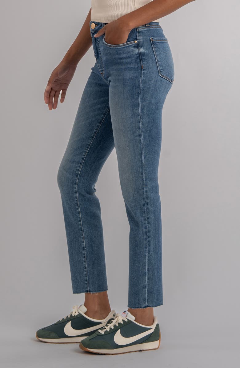 KUT from the Kloth Reese Fab Ab Raw Hem High Waist Ankle Slim Straight Leg Jeans, Alternate, color, Major