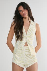 NASTY GAL Zebra V-Neck Tailored Vest