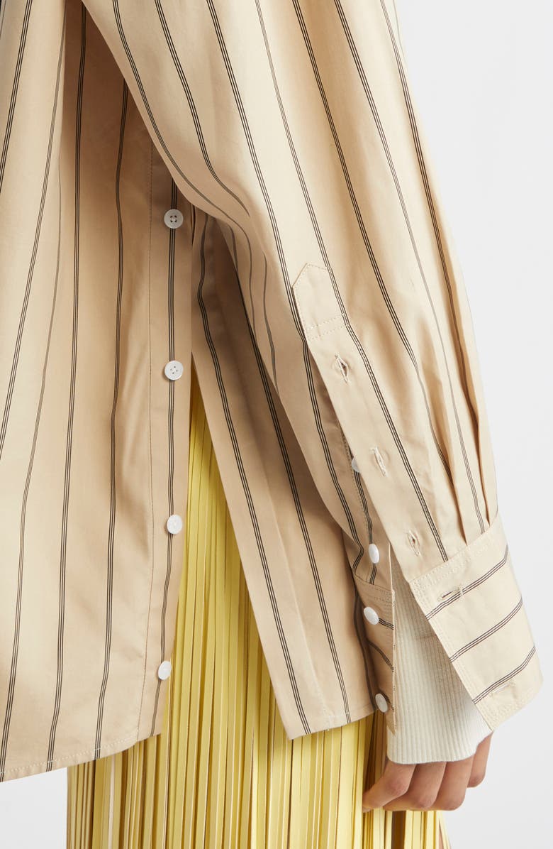 Proenza Schouler Addy Stripe Cotton & Silk Button-Up Shirt, Alternate, color, Taupe Multi