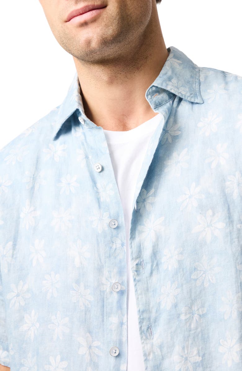 Rodd & Gunn Belleknowes Original Fit Floral Short Sleeve Linen Button-Up Shirt, Alternate, color, Mist