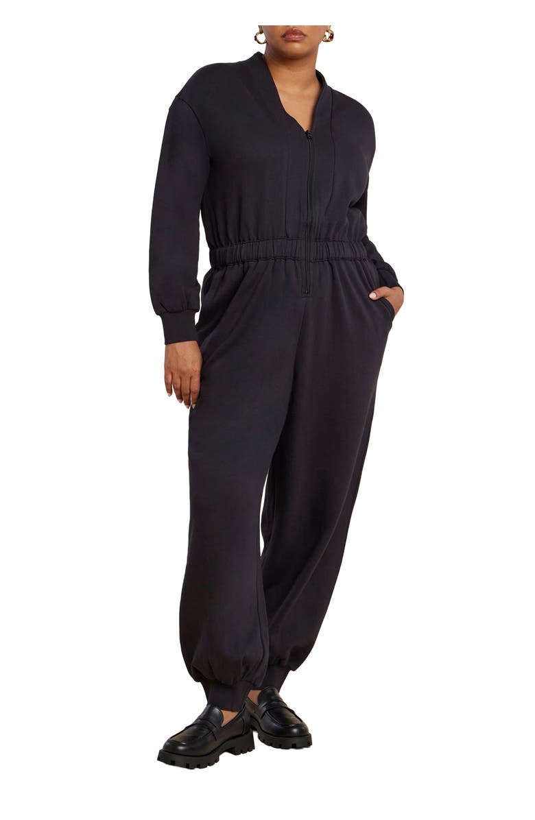 ELOQUII Elements Knit Jumpsuit, Main, color, Black Onyx