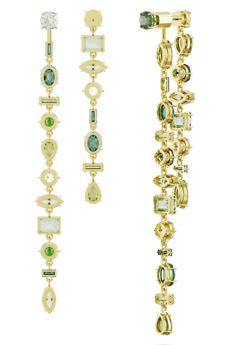 Gema Front/Back Asymmetric Crystal Drop Earrings, Alternate, color, GREEN