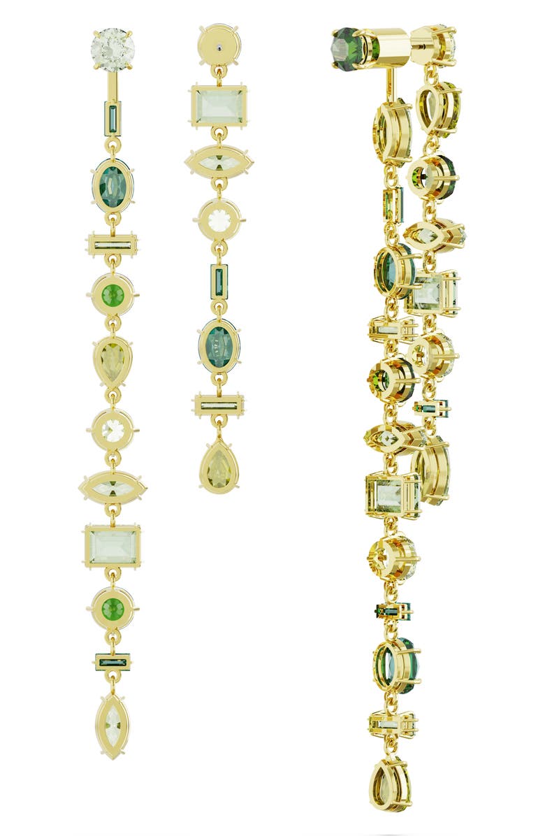 Swarovski Gema Front/Back Asymmetric Crystal Drop Earrings, Alternate, color, Green