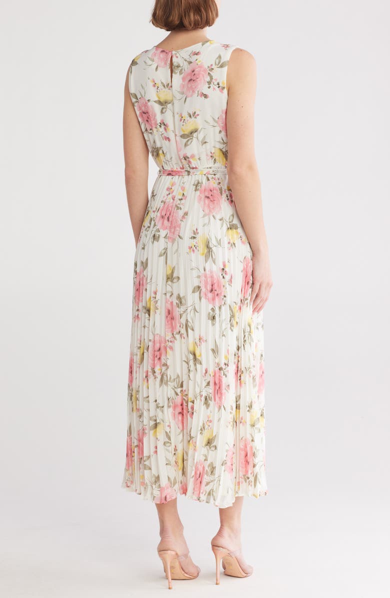 SANDRA DARREN Floral Sleeveless Pleated Maxi Dress, Alternate, color,