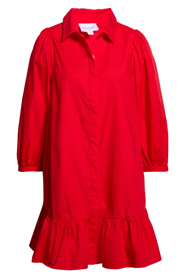 Maude Cotton Poplin Shirt Dress, Alternate, color, RED