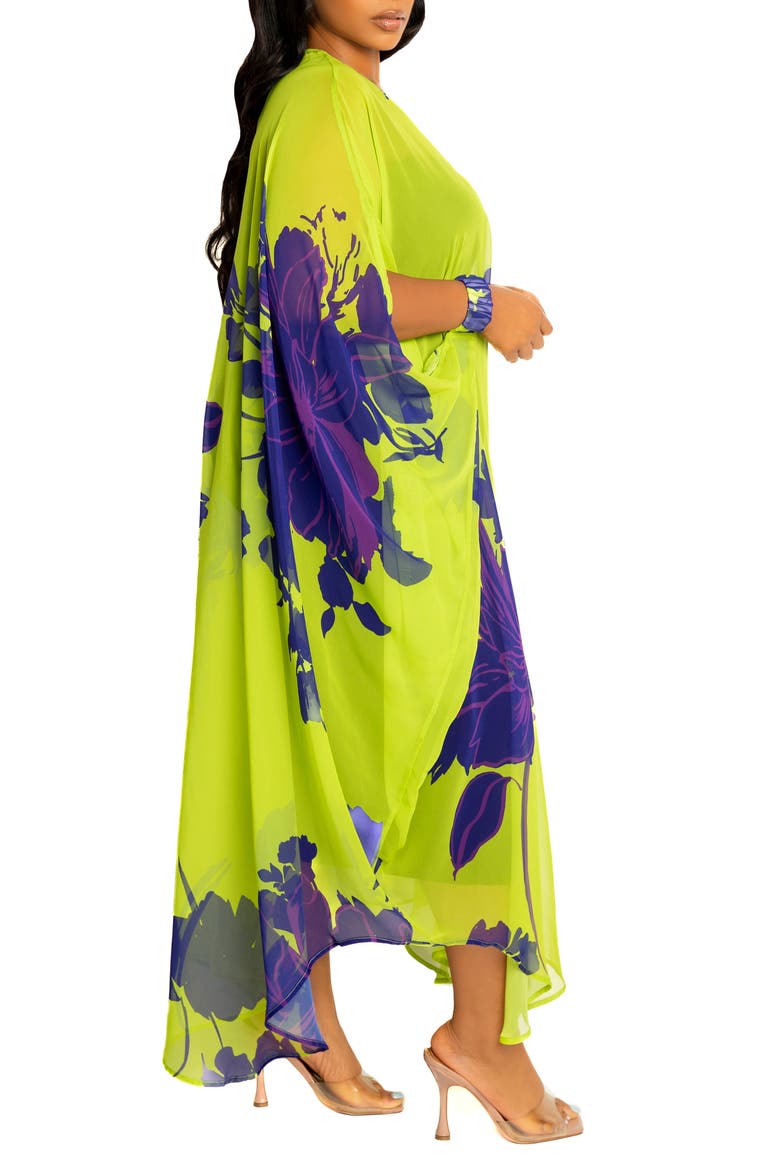 Floral Robe with Wristband, Alternate, color, LIME MULTI