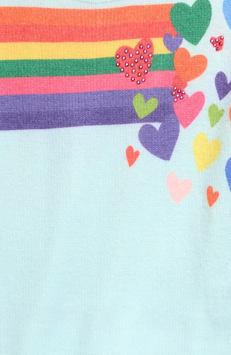 Truly Me Kids' Rainbow Hearts Embellished Crewneck Sweater, Alternate, color, 