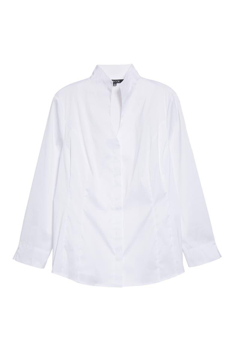 Split Neck Poplin Blouse, Alternate, color, WHITE