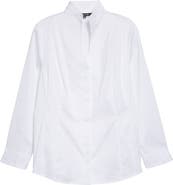 Misook Split Neck Poplin Blouse