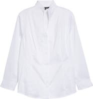 Misook Split Neck Poplin Blouse
