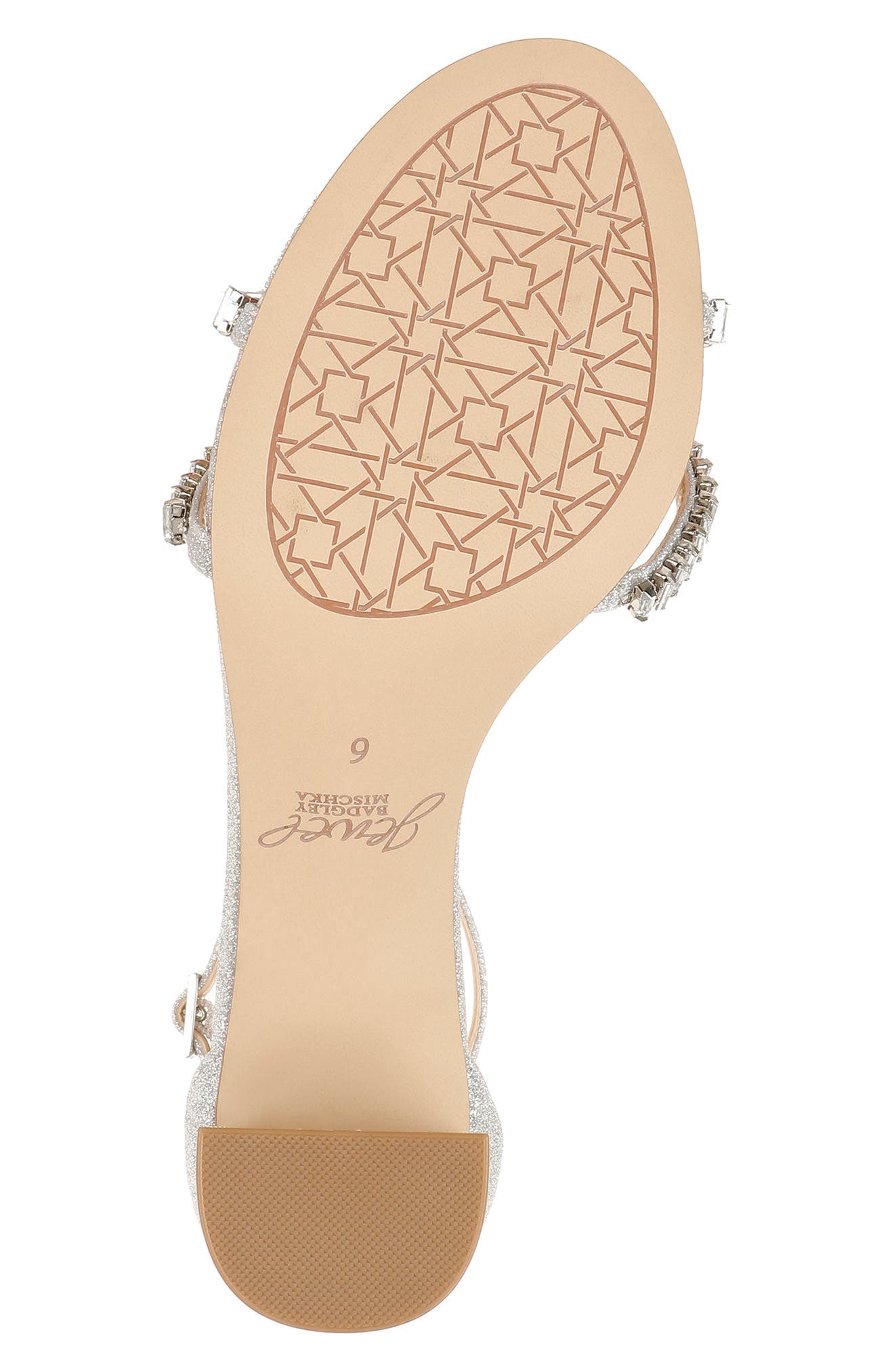 Jewel Badgley Mischka Joanne Embellished Block Heel Sandal, Alternate, color, Silver