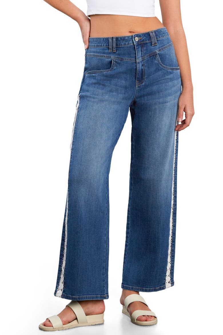 Dasis Chain Inset Barrel Leg Jeans, Main, color, EMMA BLUE