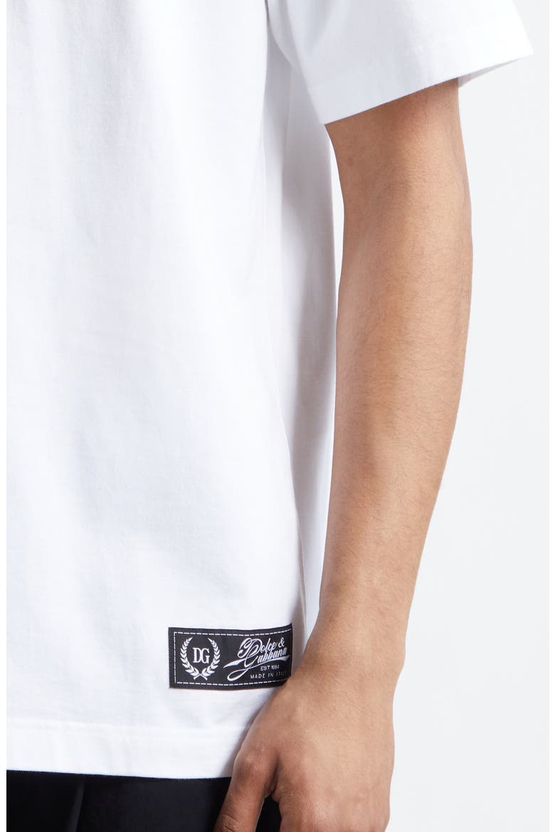 Logo Crest Embroidered Cotton T-Shirt, Alternate, color, BIANCO OTTICO